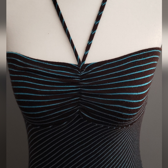 Sz S Black Turquoise Halter Dress - Picture 4 of 8
